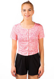 Women's Lightweight Button-Up Printed Blouse