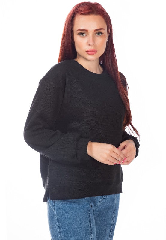 Women's Cozy Knitted Long Sleeve Pullover Sweatshirt