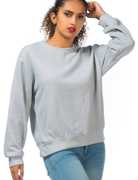 Women's Cozy Knitted Long Sleeve Pullover Sweatshirt