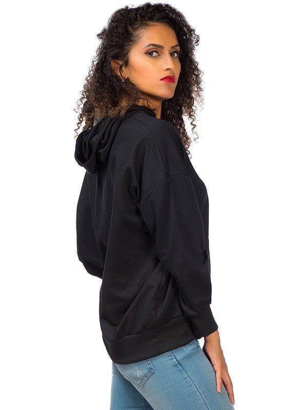 Women's Regular Fit Melange Drawstring Hoodie