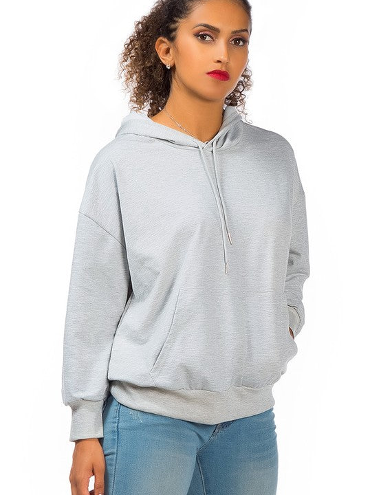 Women's Regular Fit Melange Drawstring Hoodie