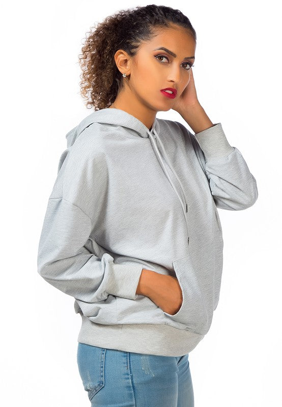 Women's Regular Fit Melange Drawstring Hoodie