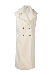 Women's Sleeveless Double Breasted Teddy Coat