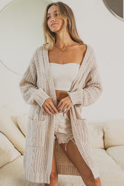 Women's Loose Fit Twist Knitted Open Front Cardigan