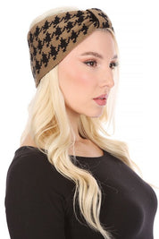 Women's Casual Houndstooth Knit Headband