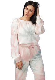 Women's Loose Fit Tie Dye Fleece Sweat Top