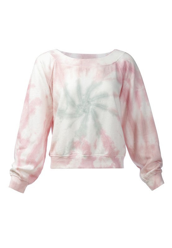 Women's Loose Fit Tie Dye Fleece Sweat Top