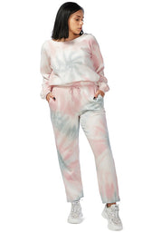 Women's Loose Fit Tie Dye Fleece Sweat Top