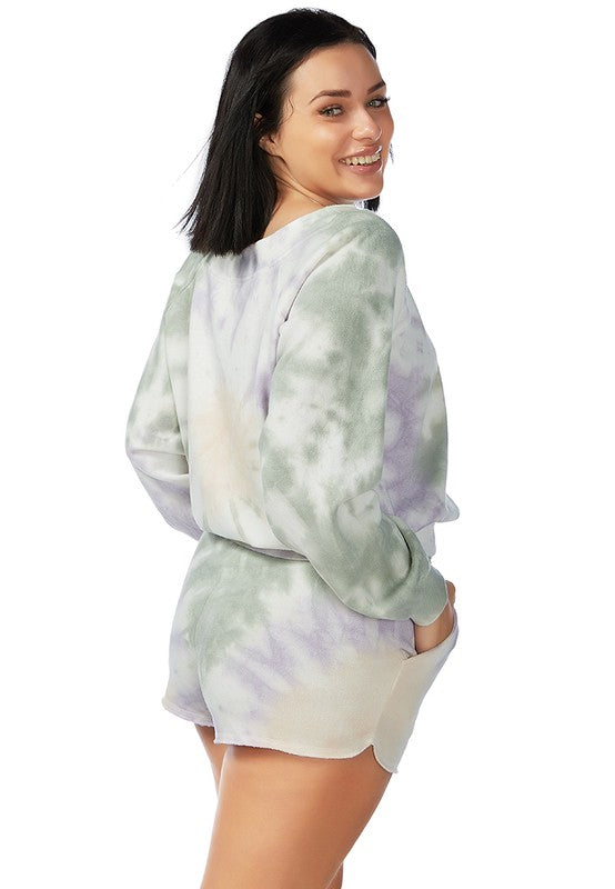 Women's Loose Fit Tie Dye Fleece Sweat Top