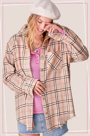 Women's Oversized Plaid Button-Down Shirt