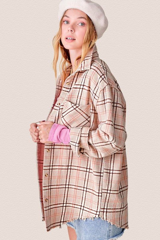 Women's Oversized Plaid Button-Down Shirt