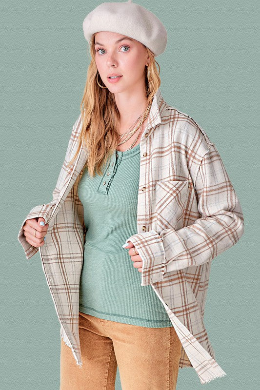 Women's Oversized Plaid Button-Down Shirt