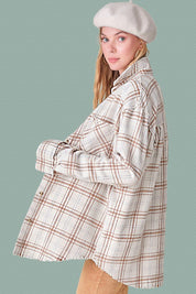 Women's Oversized Plaid Button-Down Shirt