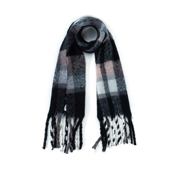 Unisex Oversized Fuzzy Plaid Winter Scarf