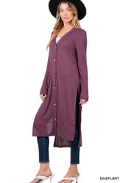 Women's Casual Ribbed Long Cardigan