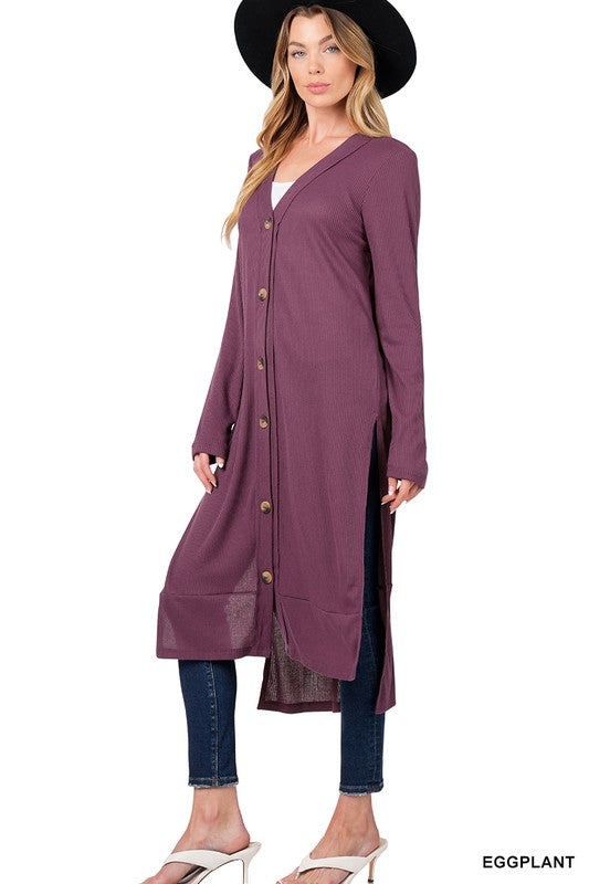 Women's Casual Ribbed Long Cardigan