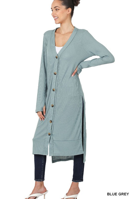 Women's Casual Ribbed Long Cardigan