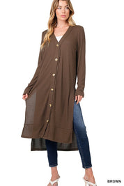 Women's Casual Ribbed Long Cardigan