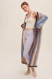 Women's Long Sleeve Multi-Color Gradation Open Cardigan