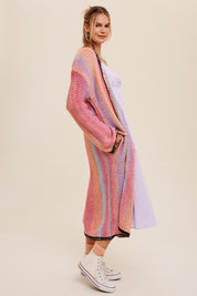 Women's Long Sleeve Multi-Color Gradation Open Cardigan