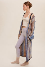 Women's Long Sleeve Multi-Color Gradation Open Cardigan