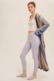 Women's Long Sleeve Multi-Color Gradation Open Cardigan