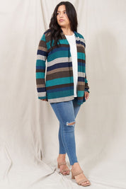 Women's Stripe Elbow Patch Cardigan