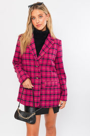 Women's Fitted Plaid Blazer Coat