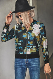 Women's Casual Print Zipper Jacket