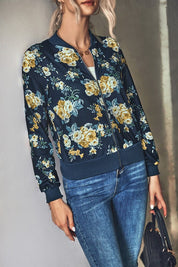 Women's Casual Print Zipper Jacket