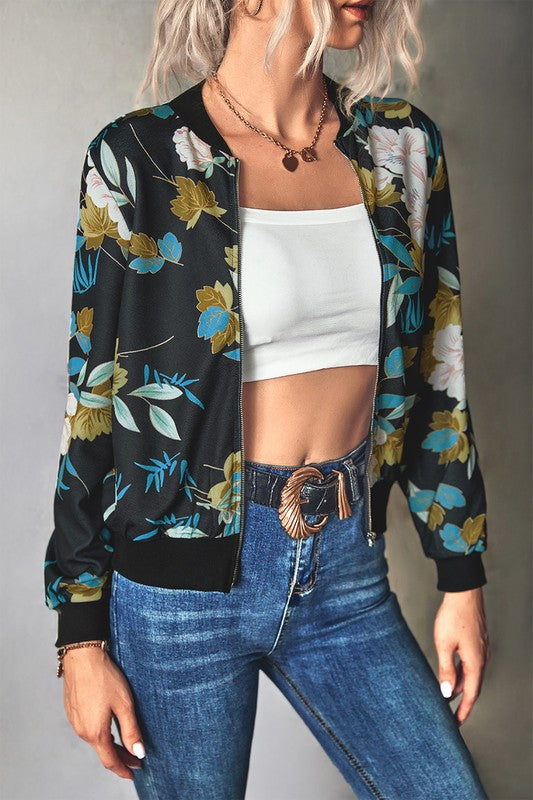 Women's Casual Print Zipper Jacket