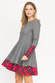 Women's Plaid Layered Fit and Flare Dress