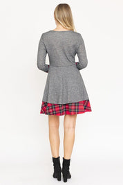 Women's Plaid Layered Fit and Flare Dress