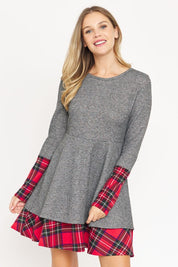 Women's Plaid Layered Fit and Flare Dress