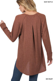 Women's Relaxed Fit Baby Waffle Raglan Sleeve Top