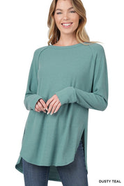 Women's Relaxed Fit Baby Waffle Raglan Sleeve Top