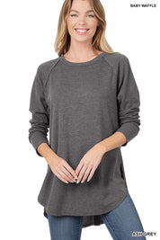 Women's Relaxed Fit Baby Waffle Raglan Sleeve Top