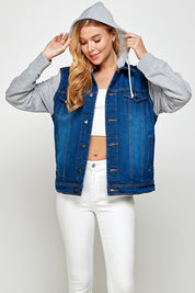 Women's Fleece-Lined Denim Jacket with Hood