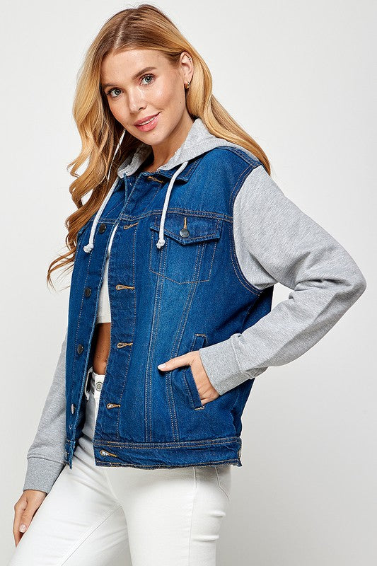 Women's Fleece-Lined Denim Jacket with Hood