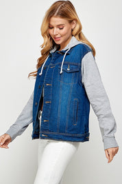 Women's Fleece-Lined Denim Jacket with Hood