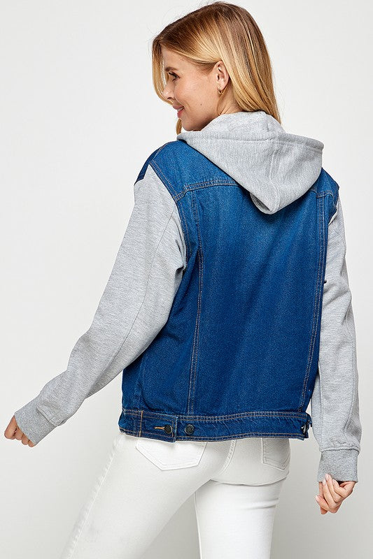 Women's Fleece-Lined Denim Jacket with Hood