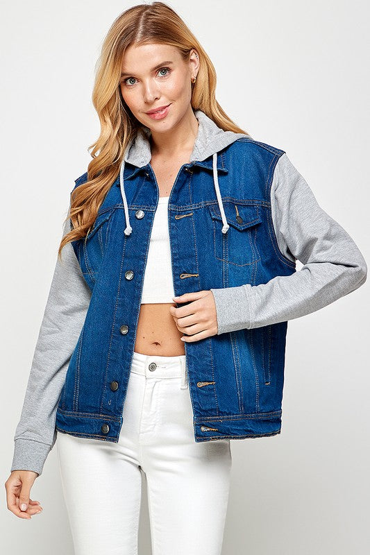 Women's Fleece-Lined Denim Jacket with Hood