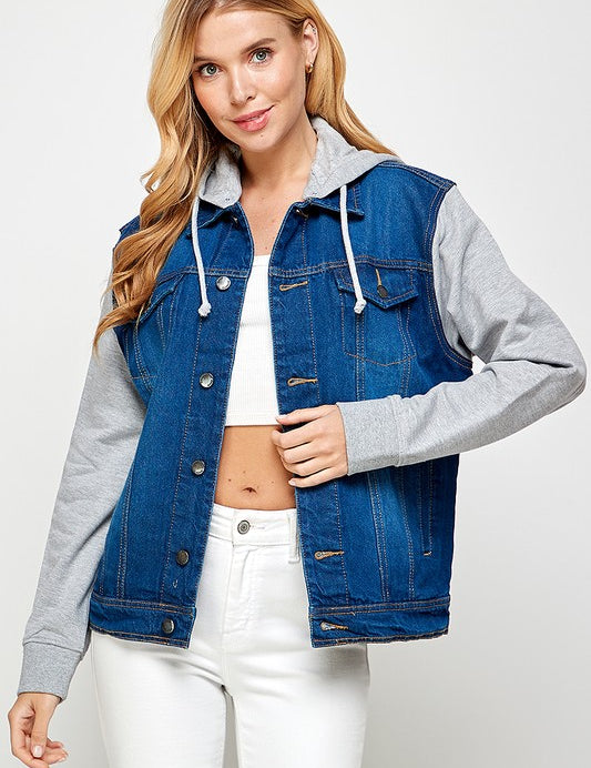 Women's Denim  Jacket with Fleece Hoodies