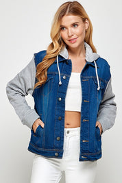 Women's Fleece-Lined Denim Jacket with Hood