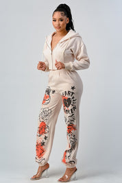 ATHINA CASUAL JACKET AND GRAPHIC PANTS SET