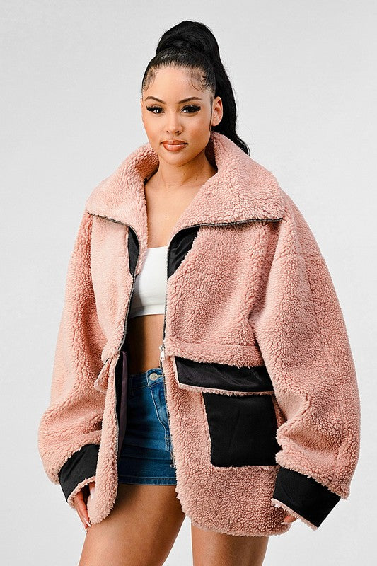 ATHINA OVERSIZED SHERPA WITH CONTRAST JACKET