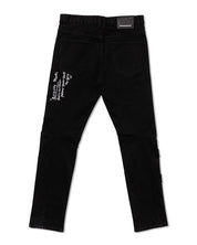 Men's Slim Fit Black Denim Pants with Multi Patches