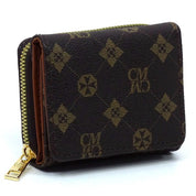 Women's Faux Leather Tri-fold Wallet with Gold-tone Hardware