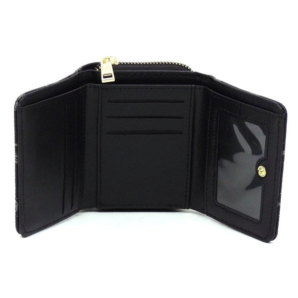 Women's Faux Leather Tri-fold Wallet with Gold-tone Hardware