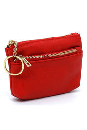 Women's Faux Leather Zip Top Keychain Coin Purse